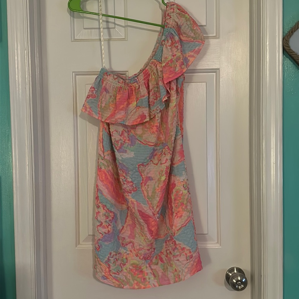 Lilly Pulitzer Queen Conch Print One Shoulder Sample Dress size S
